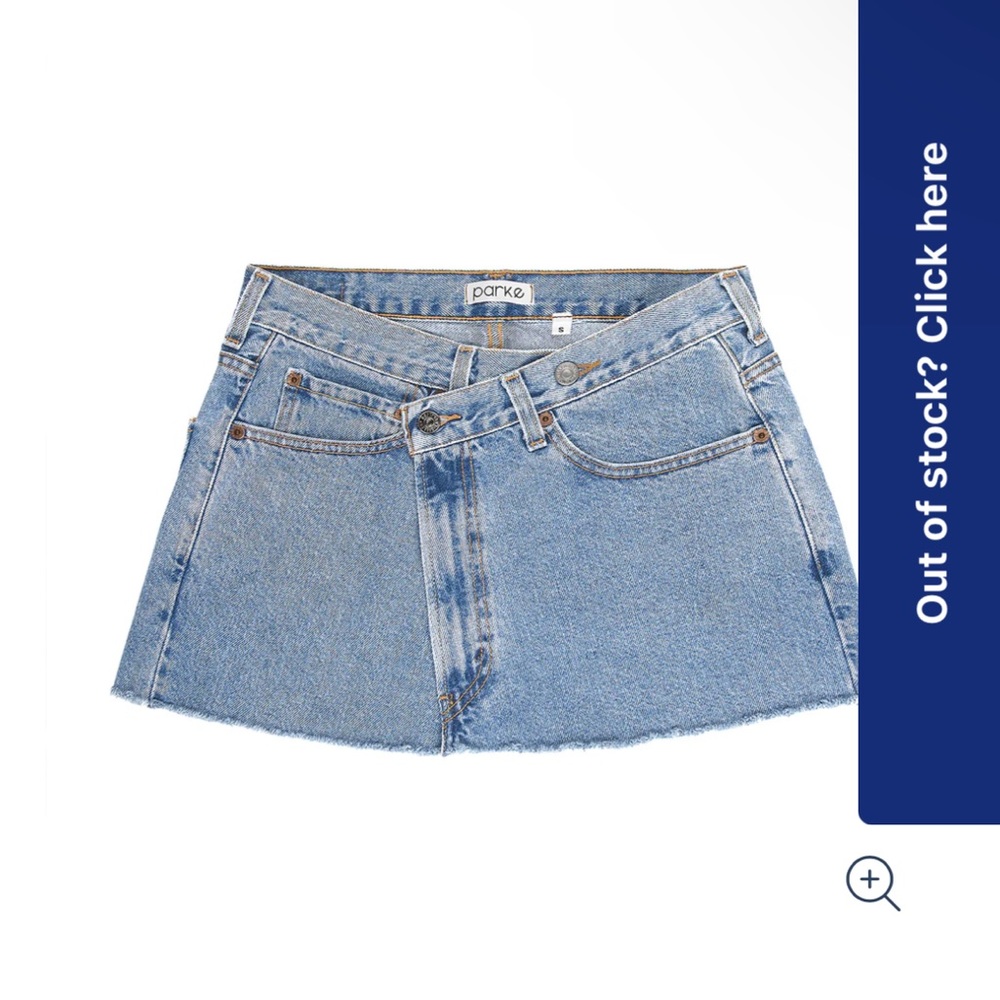 crossover mini denim skirt